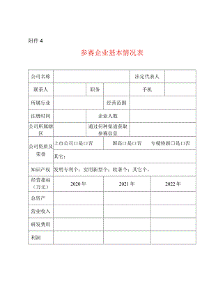 参赛企业基本情况表模板.docx