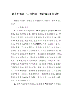 镇乡村振兴“三项行动”推进情况汇报材料.docx