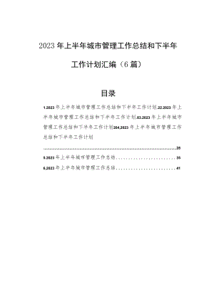 2023年上半年城市管理工作总结和下半年工作计划汇编（6篇）.docx