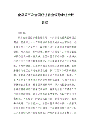 全县第五次全国经济普查领导小组会议讲话.docx