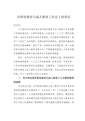 在职业教育与成人教育工作会上的讲话.docx