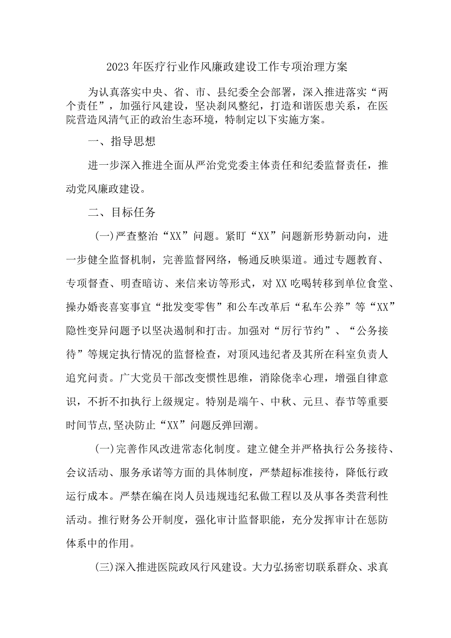 2023年卫生局开展医疗领域作风建设工作专项行动实施方案 （汇编4份）.docx_第1页