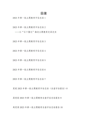 “学思想、强党性、重实践、建新功”党委党组2023年第一批主题教育自查评估总结报告10篇.docx