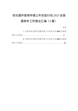 优化提升营商环境三年攻坚行动2023全面提质年工作意见汇编（2篇）.docx