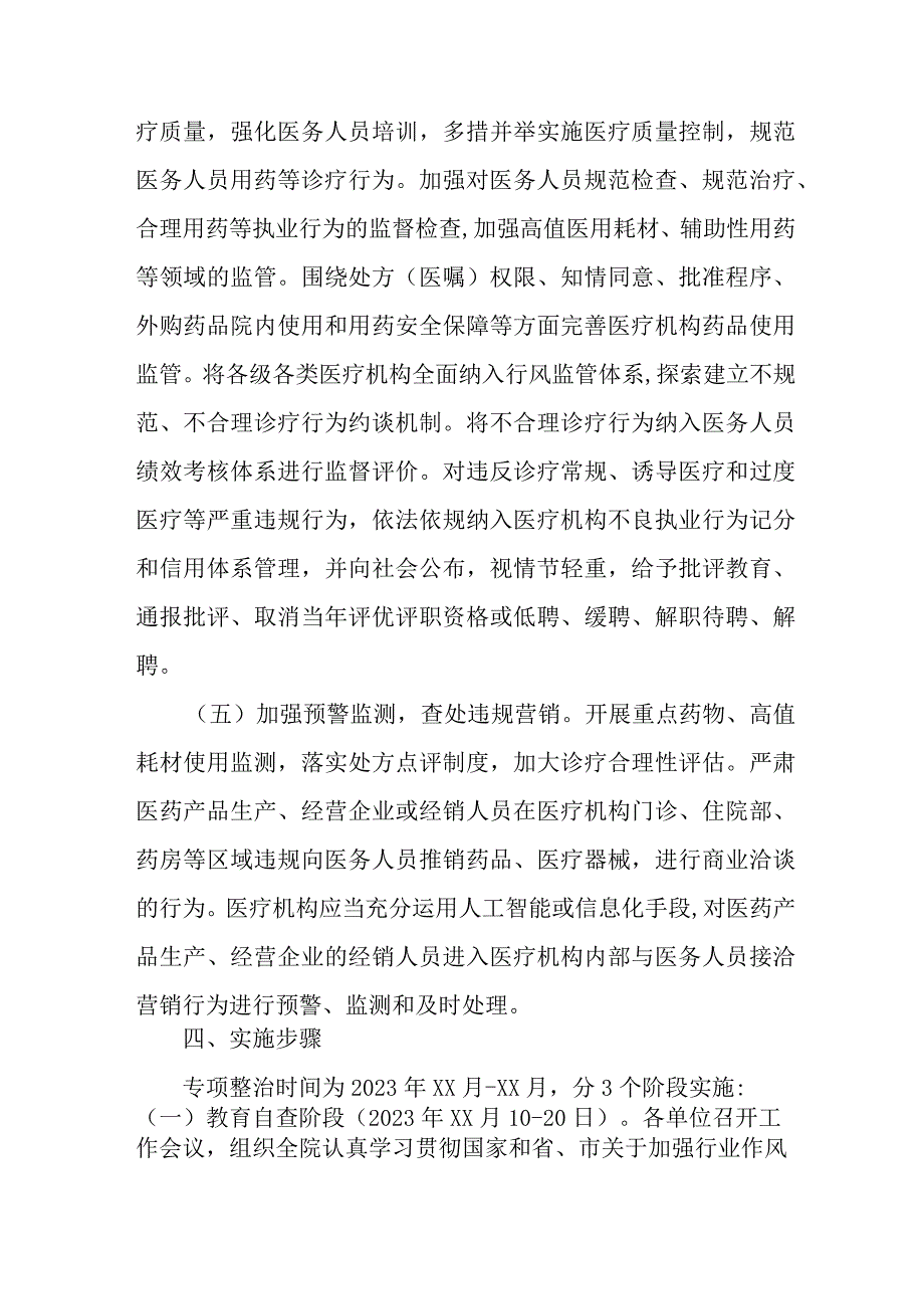 医疗领域2023年作风建设工作专项治理实施方案 合计6份.docx_第3页