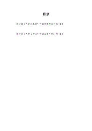 领导班子“能力本领、担当作为”方面查摆存在问题20条（2023年主题教育专题民主生活会）.docx