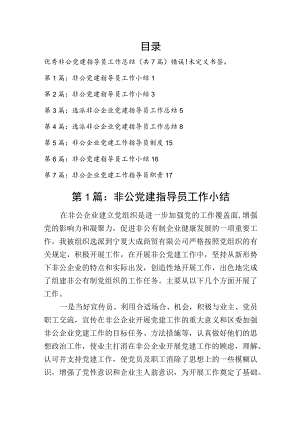 优秀非公党建指导员工作总结汇编.docx