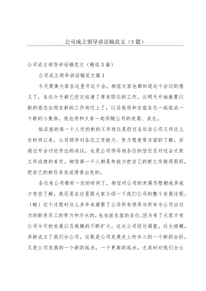 公司成立领导讲话稿范文（3篇）.docx