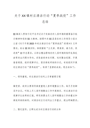 关于XX镇村庄清洁行动“夏季战役”工作总结.docx