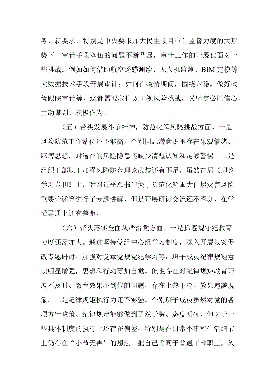 审计局党组专题民主生活会对照检查材料.docx_第3页