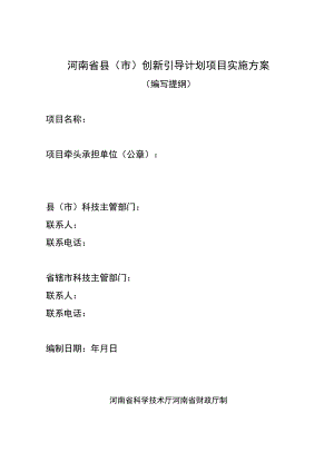 河南省县市创新引导计划项目实施方案.docx