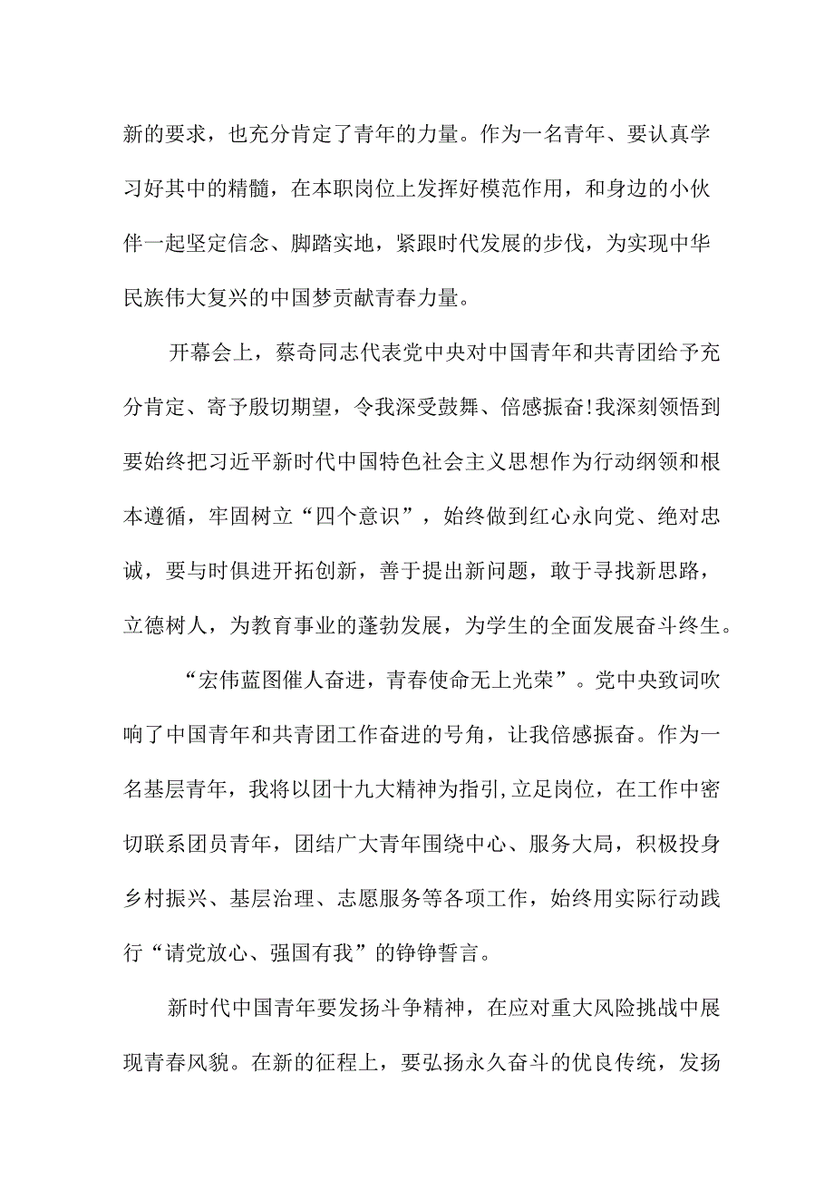 公立学校学习贯彻共青团第十九次全国代表大会精神心得体会 （汇编5份）.docx_第3页