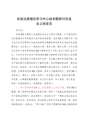 在政法委理论学习中心组专题研讨交流会上的发言.docx