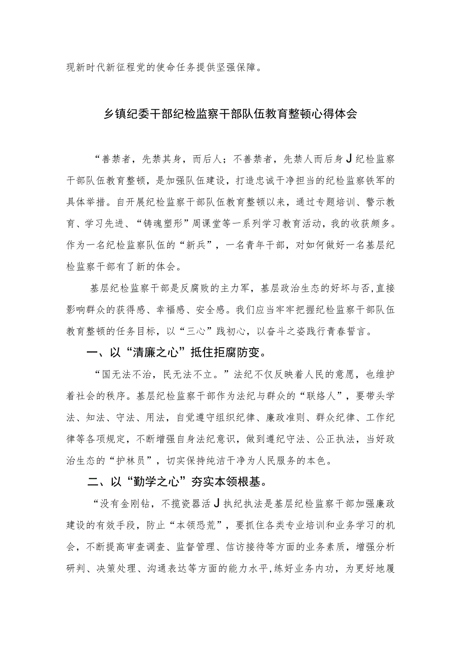 2023年纪检监察干部队伍教育整顿心得体会发言稿精选（10篇）.docx_第3页