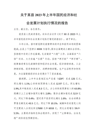 关于某县2023年上半年国民经济和社会发展计划执行情况的报告.docx