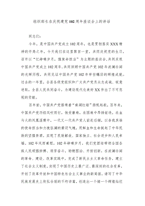 组织部长在庆祝建党102周年座谈会上的讲话.docx