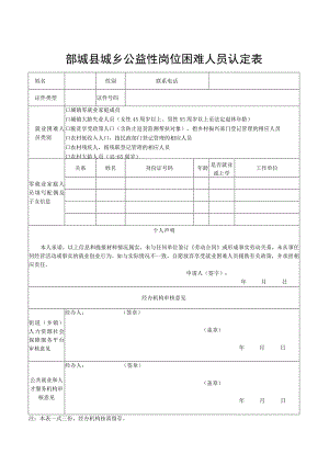 郯城县城乡公益性岗位困难人员认定表.docx