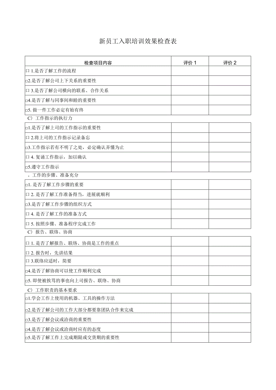 新员工入职培训效果检查表.docx_第1页