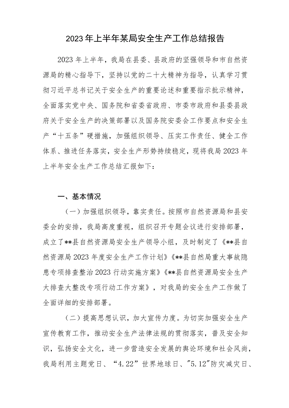 2023年上半年某局安全生产工作总结报告和个人安全生产工作总结.docx_第2页