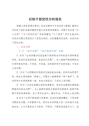 纪检监察干部队伍教育整顿个人党性分析报告.docx