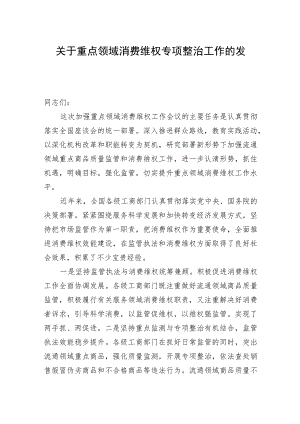 关于重点领域消费维权专项整治工作的发言.docx