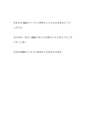 党组党委2023年上半年主题教育工作总结自查报告及下步工作计划3篇.docx