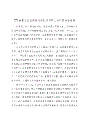 XX在基层党组织两级书记培训班上的动员讲话材料.docx