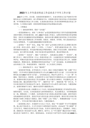 2023年上半年意识形态工作总结及下半年工作计划.docx