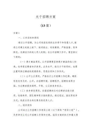 关于招聘方案（13篇）.docx