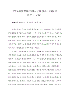 2023 年度青年干部人才座谈会上的发言范文（五篇）.docx