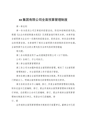 Xx集团有限公司全面预算管理制度.docx