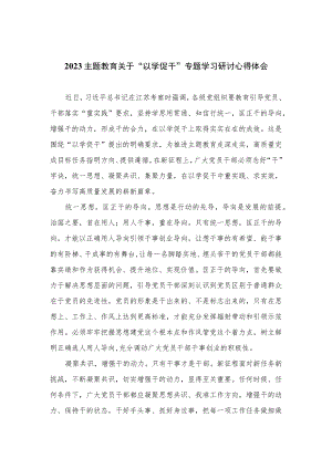 （10篇）2023主题教育关于“以学促干”专题学习研讨心得体会精编版.docx