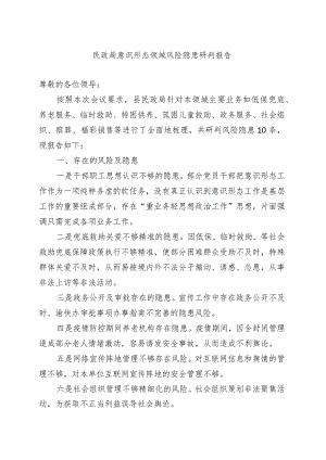 民政局意识形态领域风险隐患研判报告范本.docx