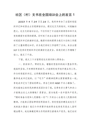 社区(村)支书在全国培训会上的发言（2篇）.docx