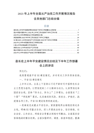 2023年上半年全面从严治党工作开展情况报告含其他部门总结合辑.docx