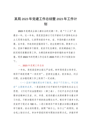 某局2023年党建工作总结暨2023年工作计划.docx