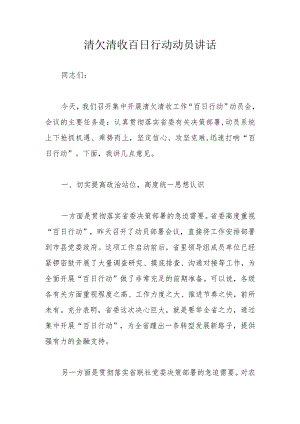 清欠清收百日行动动员讲话.docx