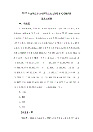 2023年度事业单位考试职业能力测验考试试卷后附答案及解析.docx