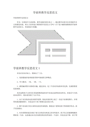 学前班教学反思范文.docx