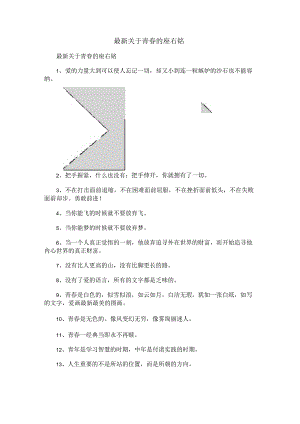 最新关于青春的座右铭.docx