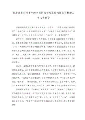 (2篇）部署开展为期1年的全国医药领域腐败问题集中整治工作心得体会、全国医药领域腐败问题集中整治心得体会.docx