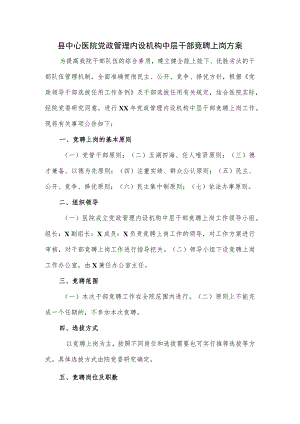 县中心医院党政管理内设机构中层干部竞聘上岗方案.docx