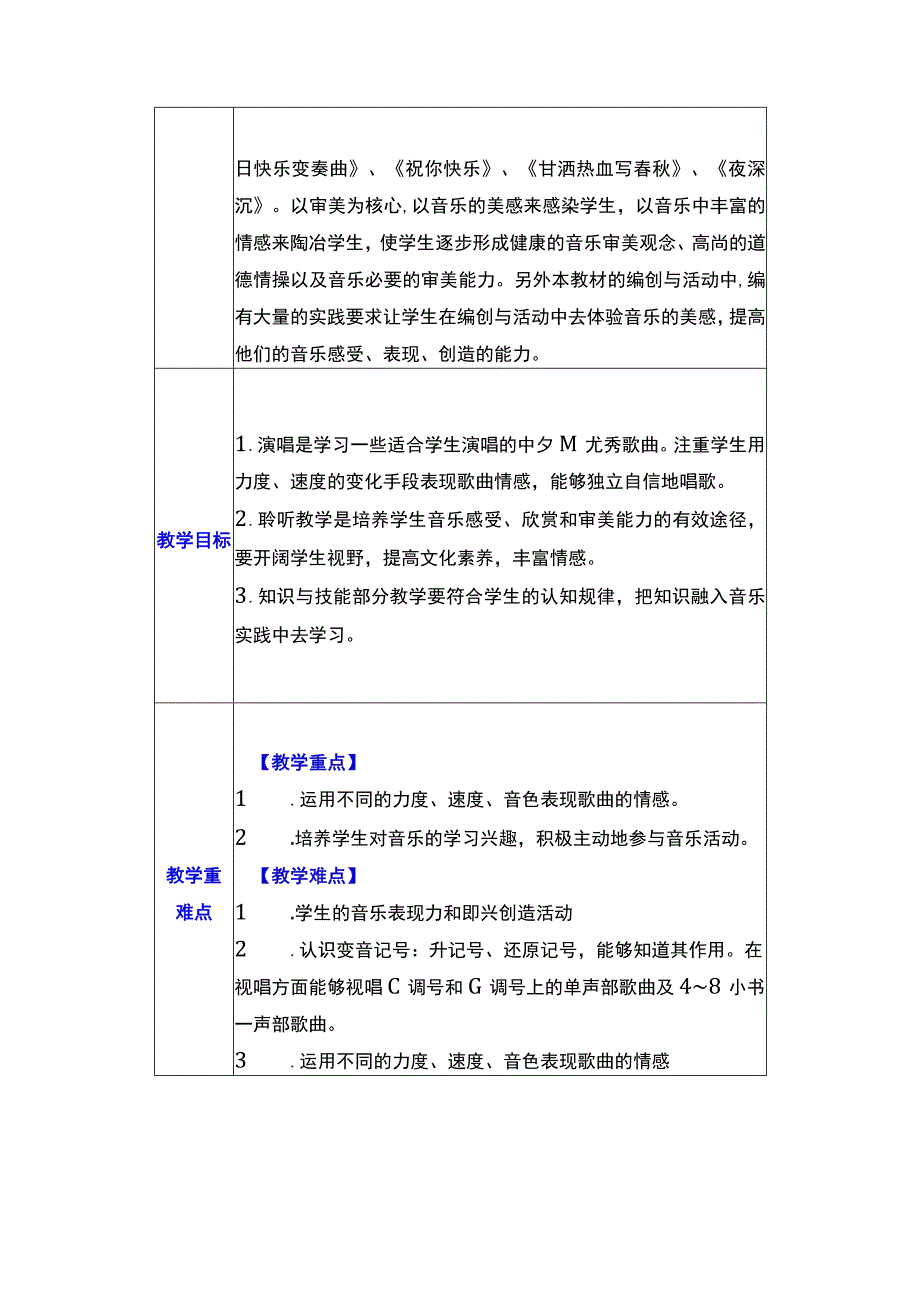 四年级上册音乐教案+教学计划+教学进度表（人音版）.docx_第2页