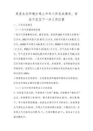 优选某县生态环境分局上半年工作完成情况、存在不足及下一步工作打算.docx