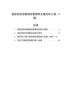 基层财政预算绩效管理等主题材料汇编（4篇）.docx