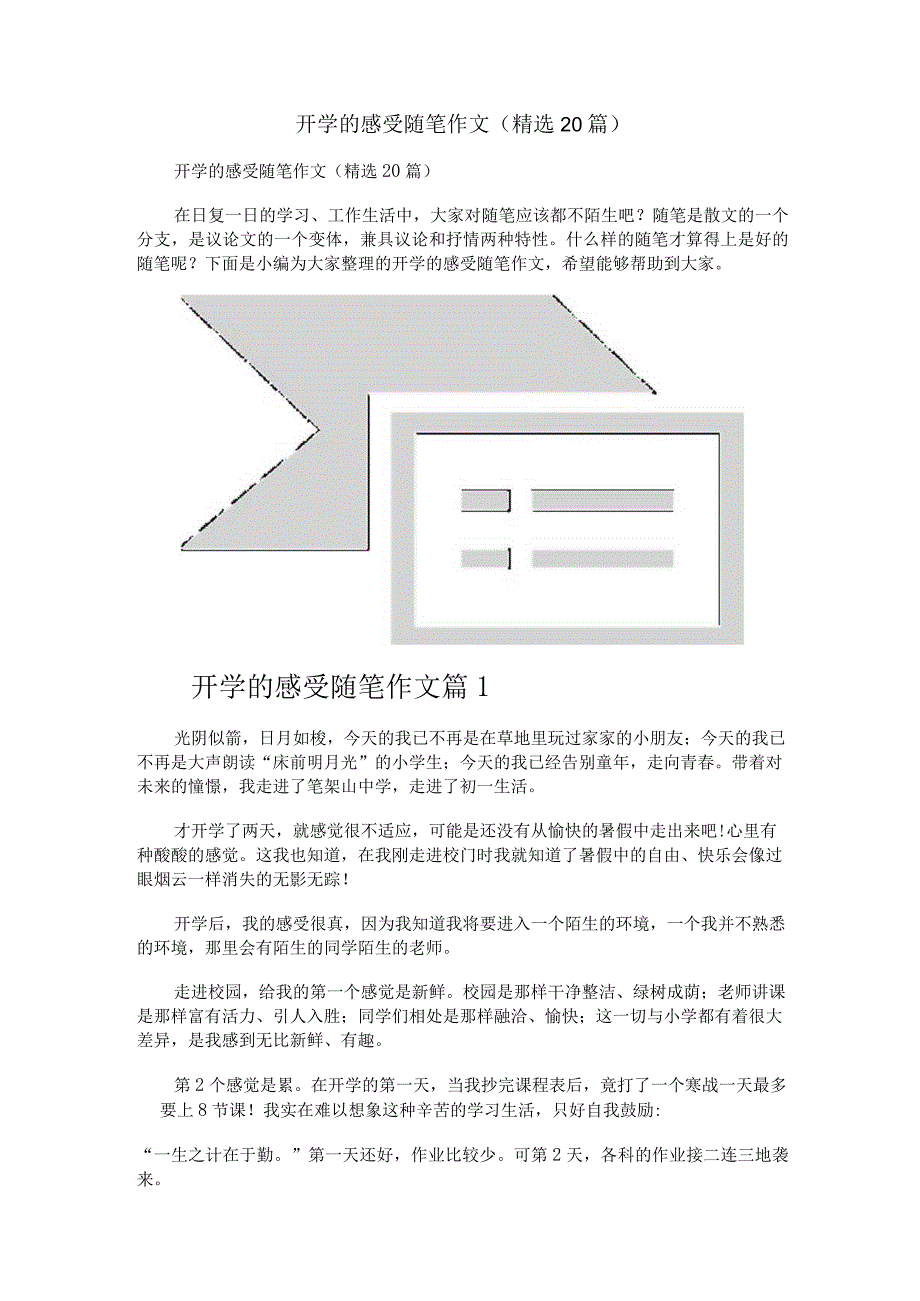 开学的感受随笔作文（精选20篇）.docx_第1页