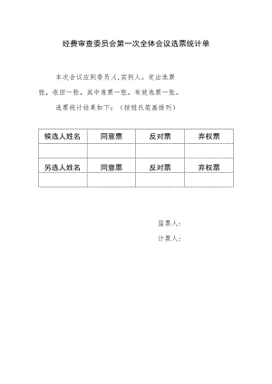 （工会换届）经费审查委员会第一次全体会议选票统计单.docx