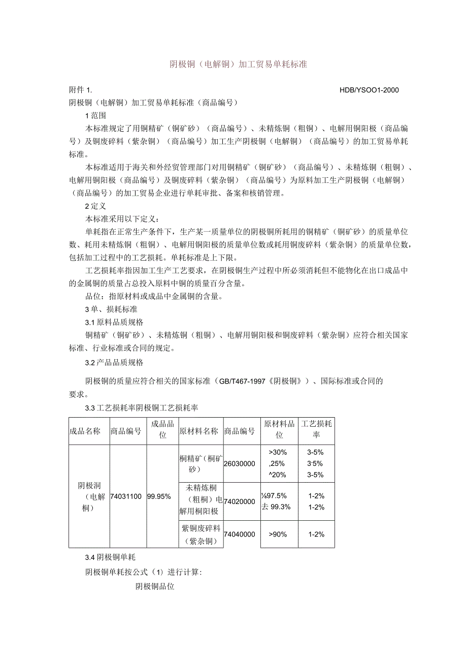 阴极铜电解铜加工贸易单耗标准.docx_第1页