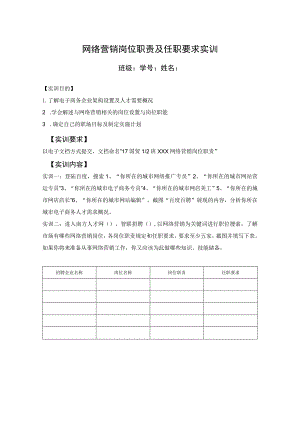 网络营销岗位职责及任职要求实训.docx