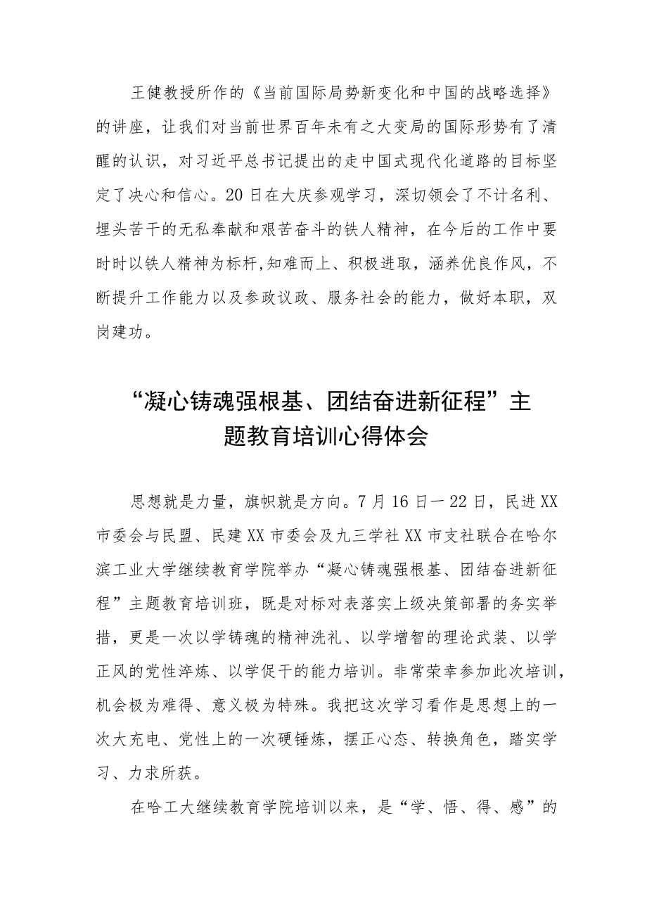 “凝心铸魂强根基、团结奋进新征程”主题教育培训心得体会五篇.docx_第3页